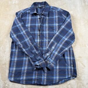 Eddie Bauer Flannel Shirt Mens M Blue Plaid Long Sleeve Button Up Casual